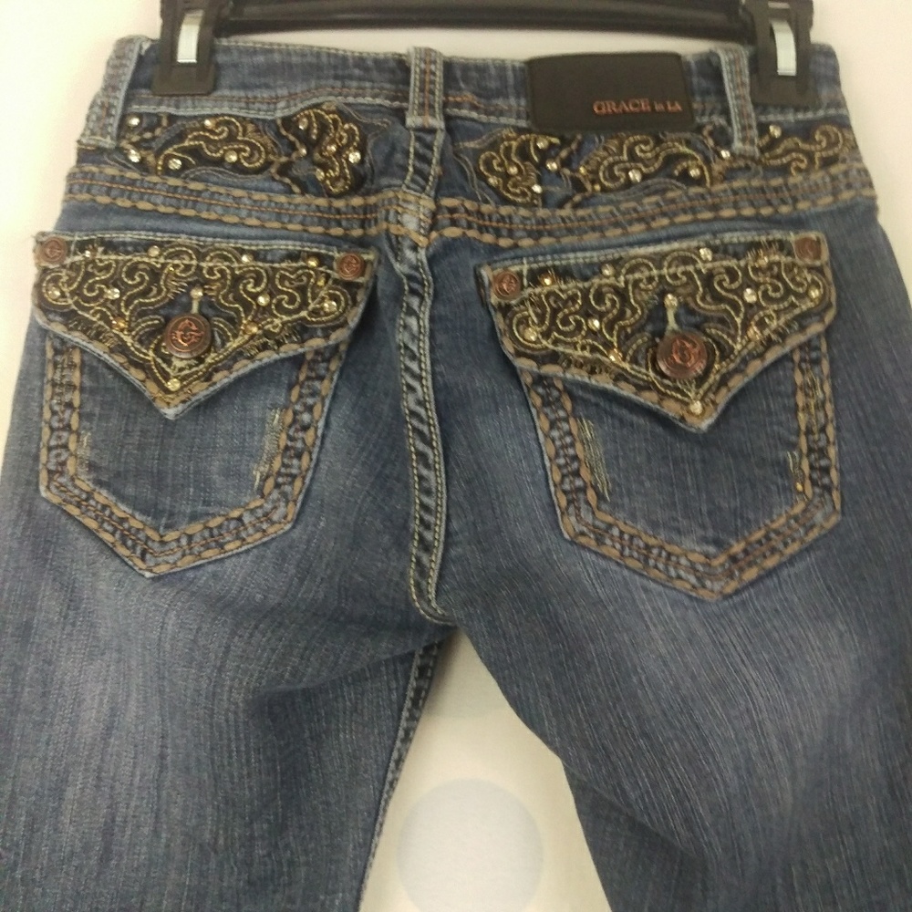 Grace In LA Women's 27 Bling Bedazzled Bootcut